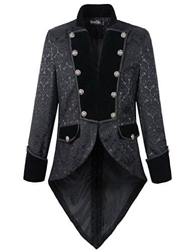 DarcChic Mens Steampunk Tailcoat Jacket Velvet Gothic VTG Victorian (XL, Brocade)