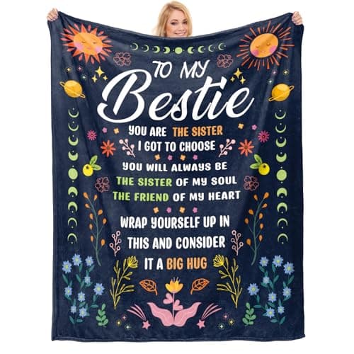 Best Friend Birthday Gifts for Women, Friendship Gifts for Women, Bestie Best Friend Throw Blanket, Loving Birthday Gift for Woman Friendship, Soul Sister, BFF, Long Distance Gift Going Away(50*60)