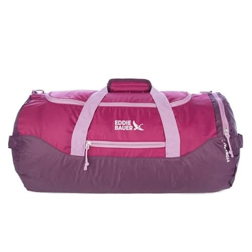 Eddie Bauer Stowaway Packable Duffel Bag Travel Foldable Lightweight Durable Ripstop Polyester 23 Length 45L Capacity Port Red