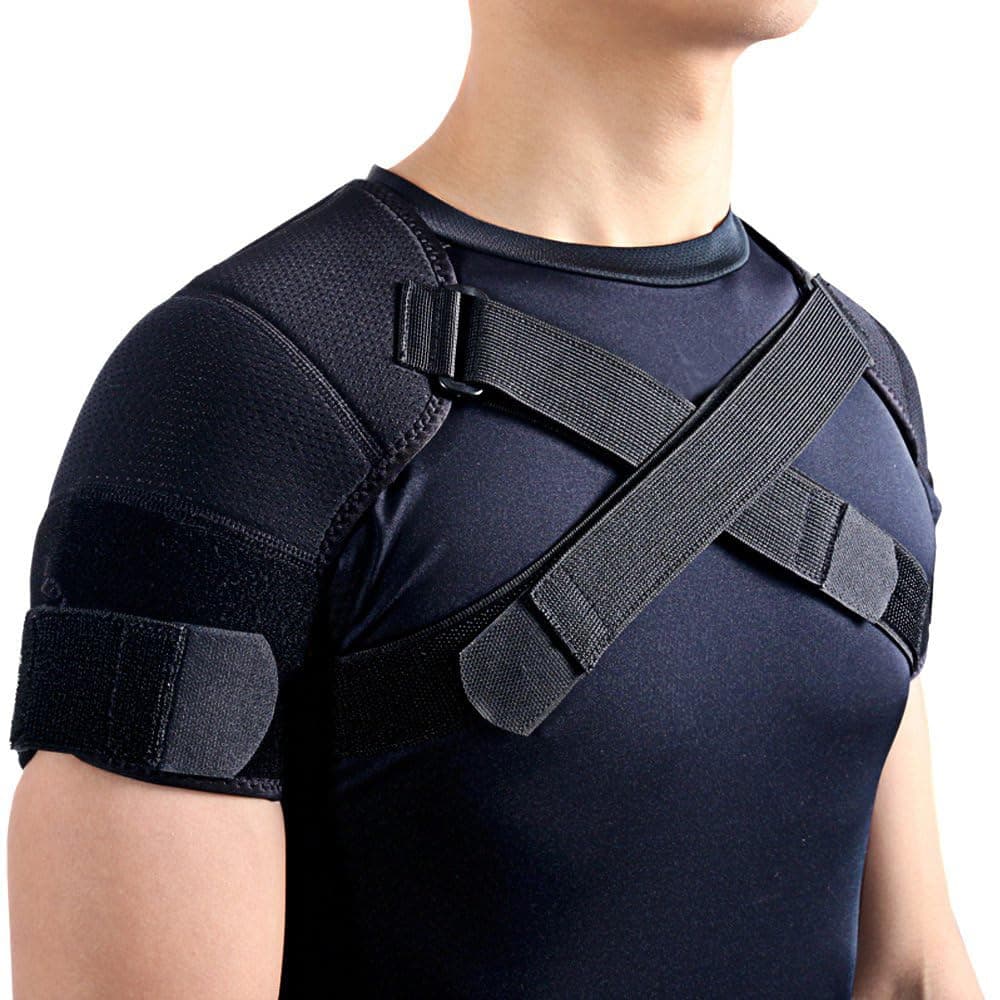 Kuangmi Double Shoulder Support Brace Strap Wrap Neoprene ProtectorL