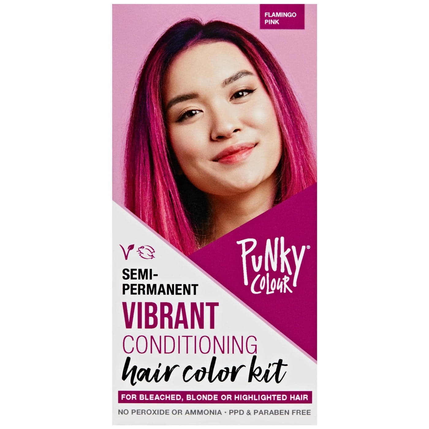 Punky Colour Box Kit Flamingo Pink For Bleached Blonde or Highlighted Hair NonDamaging Hair Dye Vegan PPD and Paraben Free Conditions Hair Vibrant Hair Color lasts up to 35 washes