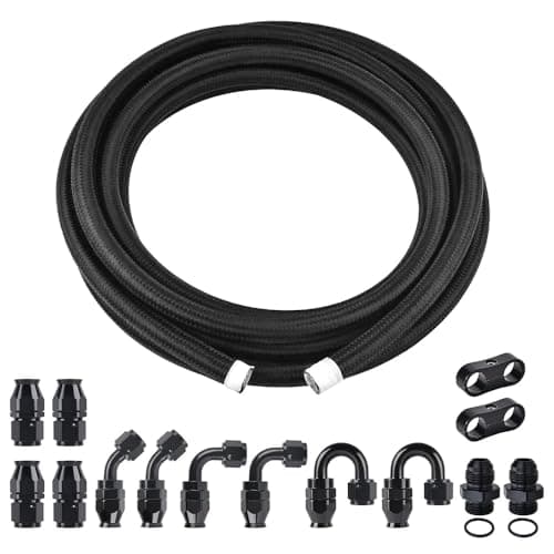 EVIL ENERGY 6AN PTFE Fuel Line Kit AN6 E85 Nylon Braided Fuel Hose kit 20FT Black
