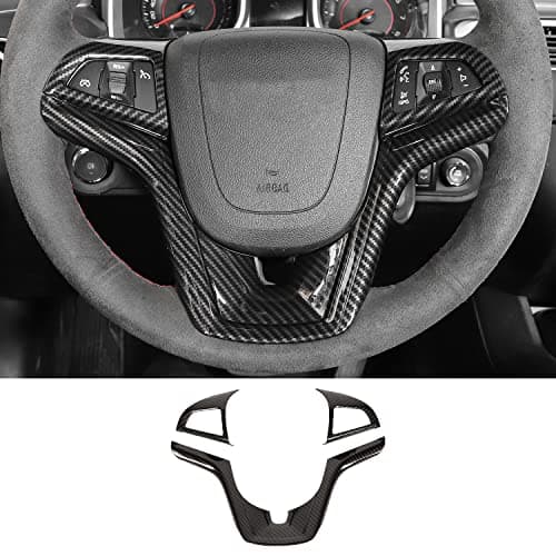 RTTCZ Steering Wheel Trim Cover Ring Decoration Kit Interior Accessories for 2012 2013 2014 2015 Chevrolet Camaro 3 PCS Carbon Fiber Grain