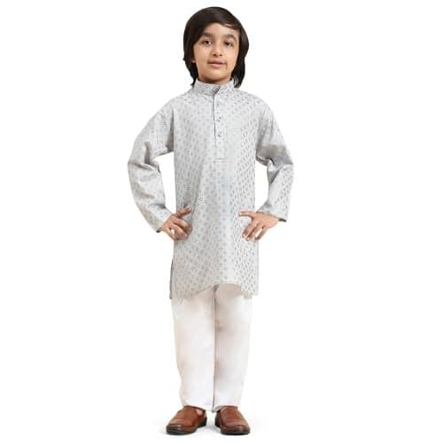 Pro-Ethic Style Developer Boys Cotton Kurta Pajama For Kid's Ethnic Wear | Kurta Pajama set (S-231), 13-14 years, Grey