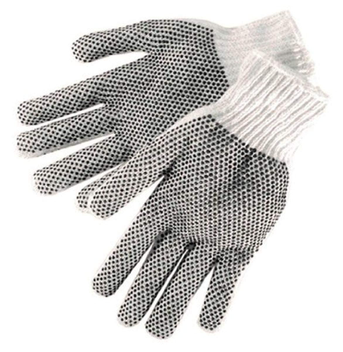 Liberty Glove Safety S4715QLD CottonPolyester Plain Seamless Knit Glove with TwoSided Black PVC Dots Small Natural White Pack of 12