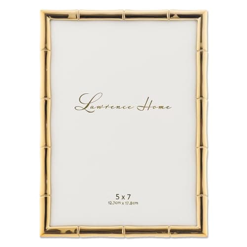 Lawrence Frames 5" W x 7" H Gold Metal Picture Frame with Bamboo Design (712257)