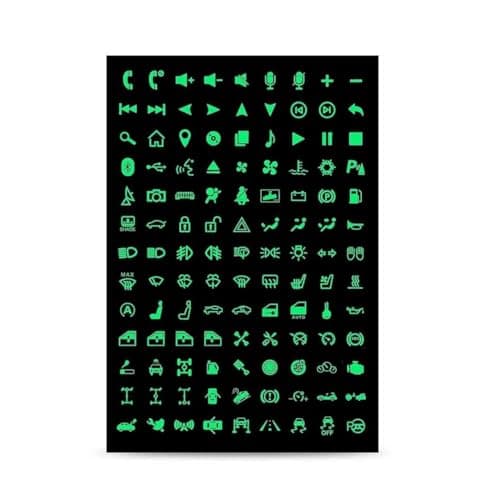 WZP 117 PCS Centre Console Switch Panel Stickers Luminous Car Button Sticker Waterproof PET AC Instrument Panel Button Decal Universal for Boat Car Headlight Control Volume Fluorescence Green