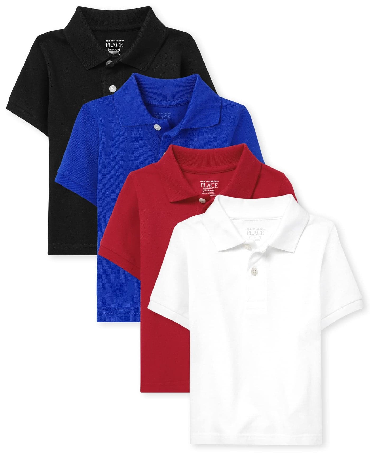 The Childrens PlaceThe Childrens Place Baby and Toddler Boys Short Sleeve Pique Polo 4 PackClassic RedNauticoWhiteQuench Blue3T