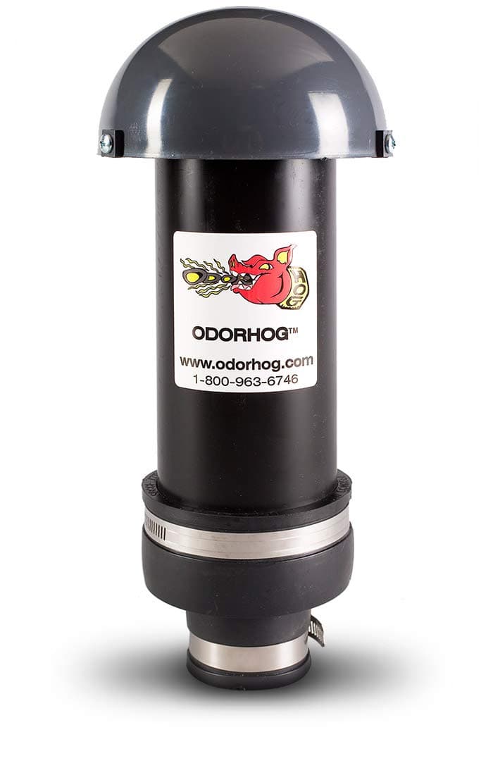 OdorHog Clamp On Vent Stack Pipe Filter 15 Black ABS with Mushroom Cap Removes Outdoor Septic and Sewer Odor Problems 15inch