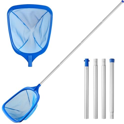 Tavaleu Pool Skimmer Net, Deep Pool Leaf Net with Reinforced Frame, Large Capacity Rake Net for Cleaning, Debris Pickup Removal