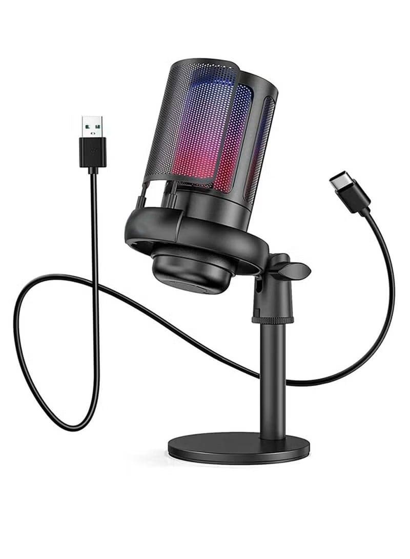 Gaming Microphone For PC Computer Gaming USB Mic For Mac PS4 PS5 Condenser Mic With Quick Mute RGB Control For Recording Streaming Podcasting Twitch Snapchat Podcasts Videos