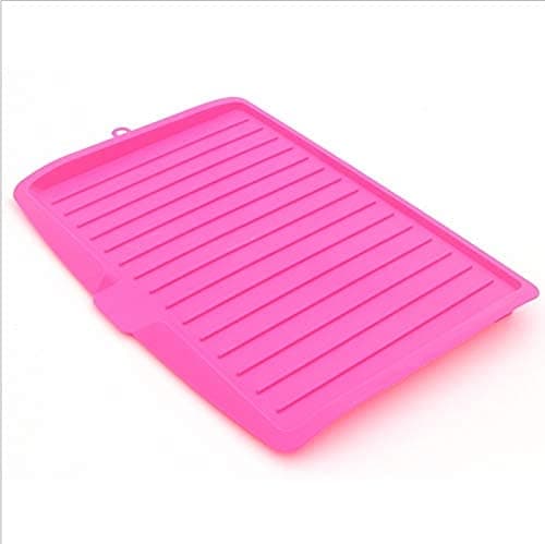 HomeAra 1 PCS Premium Plastic Sink Dish Drainer Draining Tray Drain Board Side Drip Sloping Kitchen Sink Rack Holder for Fruit Vegetables Pots Pans Glass Bowls Drain Pink