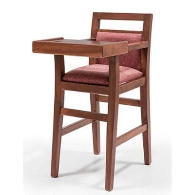 Ogesta Wooden Baby High Chair with Tray, Walnut Finish, Rose Cushioned Seat Feeding Brown Finish Table Chair Sets