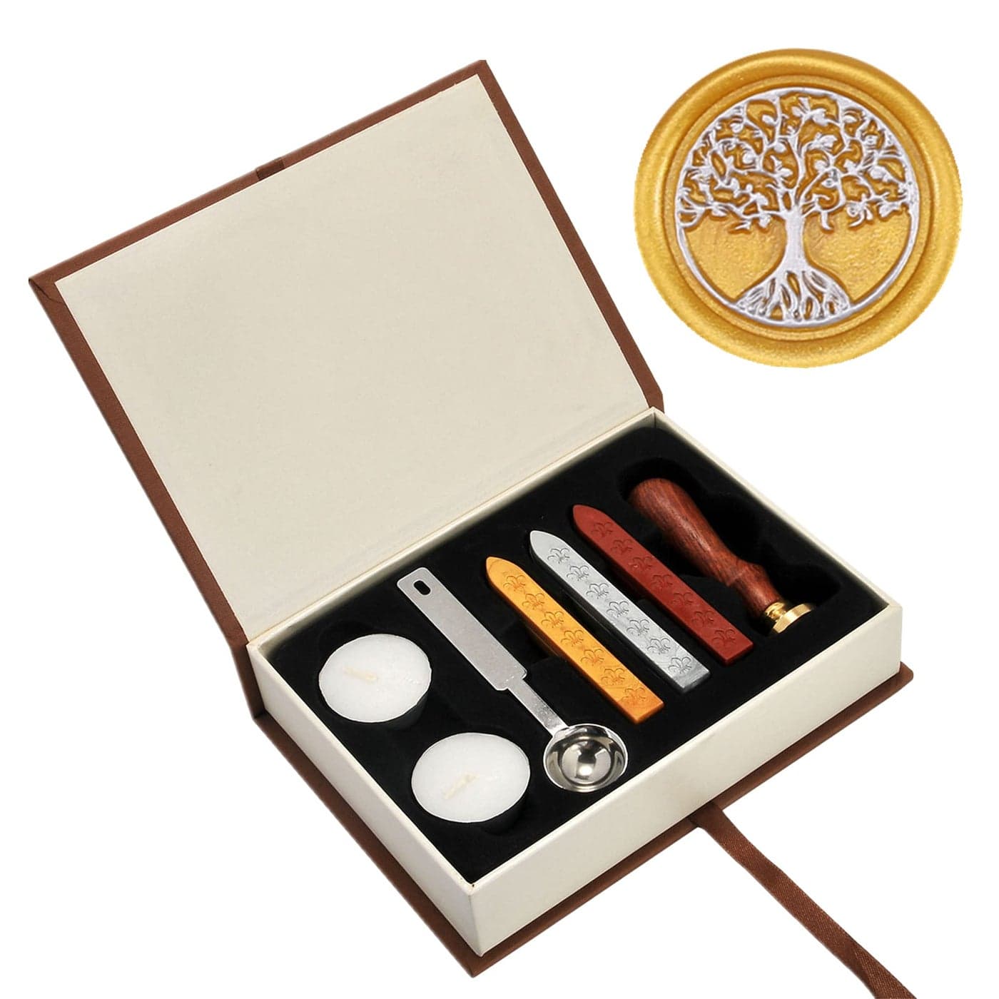 Yoption Wax Seal Stamp Kit The Heart Sealing Stamp with Gold Red Silver Sealing Wax Sticks Gift Box Set for Invitations Cards Letters Gift Idea