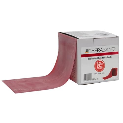 THERABAND Resistance Band, Red, Medium, 50-Yard Roll, Latex Elastic Band for Exercise, Stretching, Physical Therapy, Yoga, Pilates, Home Workouts, Cut-to-Length, Color-Coded Levels