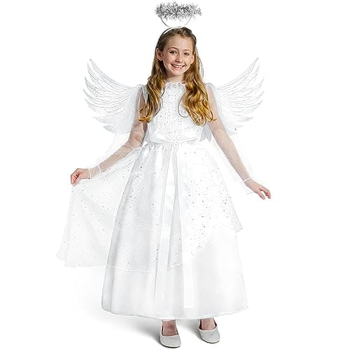 Spooktacular Creations Halloween Angel Costume Girls Kids Princess Dress Toddlers Tulle Angel Set with Accessories for Halloween Role Play Parties White Small57 yrs