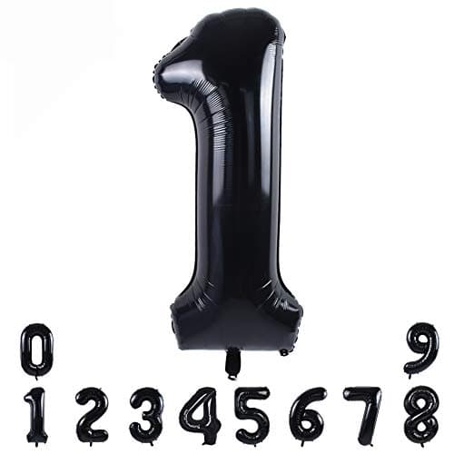 TONIFUL 40 Inch Black Large Numbers09 Number 1 Digital 1 Helium BalloonsFoil Mylar Big Number Balloons for 2026 Graduation New Year Eve Birthday Party supplies Decorations