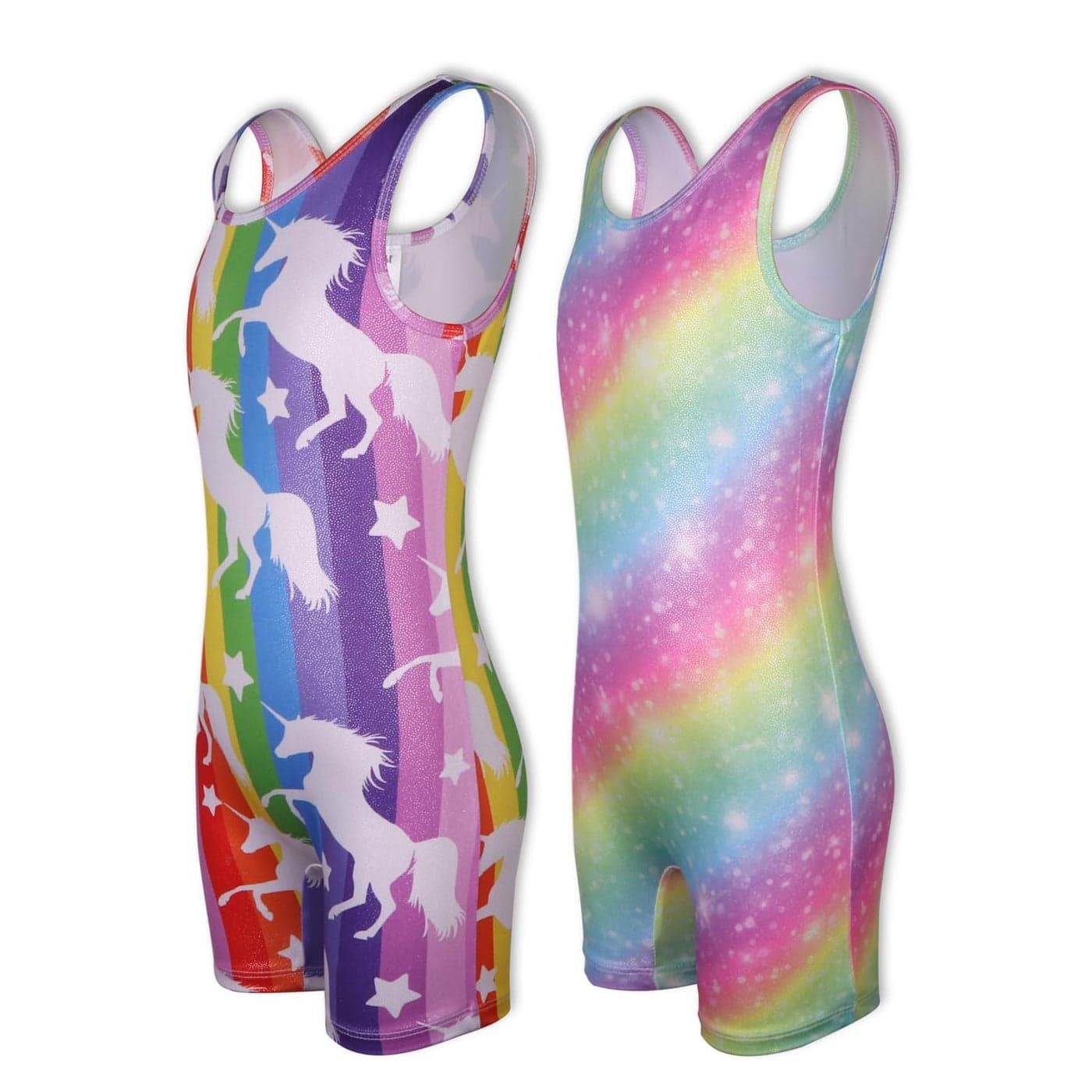 2 Pack Skinny Gymnastics Leotards For Toddler Girls Scoop Neck With Shorts, Little Kids Buttery Soft Dance Workout Unitards Biketards Tanks