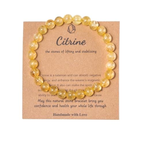 Pingyongchang Stress Relief Anxiety Yoga Bracelet,Stone Beaded Mantra Bracelets for Women Birthday Gifts for Inspirational Jade Bracelet for Men Christmas Gift-Citrine