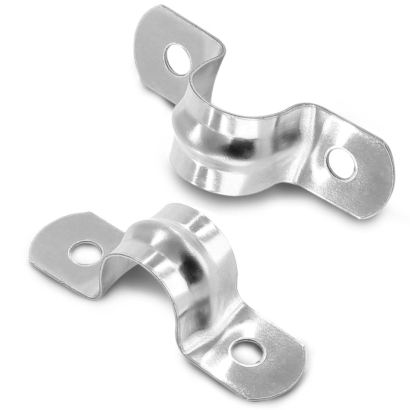 Piutouyar 50 Pack 12MM Two Hole Strap U Bracket 304 Stainless Steel Rigid Pipe Strap Clamp Heavy Duty Tube Strap Tension Clip 12 Inch