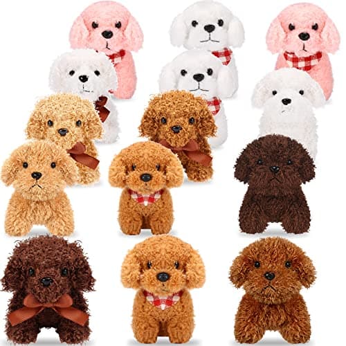 Zomiboo 14 Pcs Mini Plush Dogs Stuffed Animals Bulk Small Puppies 47 Inch Tiny Puppy Plushies for Baby Shower Birthday Christmas Party Favors Gift Exchange