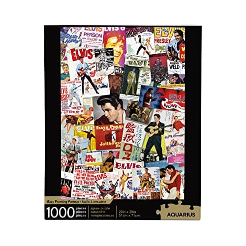 AQUARIUS Elvis Movie Poster Collage Puzzle 1000 Piece Jigsaw Puzzle Officially Licensed Elvis Merchandise Collectibles Glare Free Precision Fit Virtually No Puzzle Dust 20 x 28 Inches