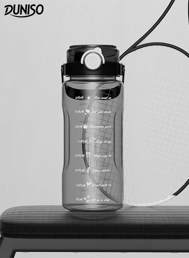 2L Large Capacity Sports Water Bottles Time Marking Motivational Drinking Water Bottle with Straw Portable Leak Proof and BPA Free Gym Bottle for for Travel Picnic Camping Hiking School Office