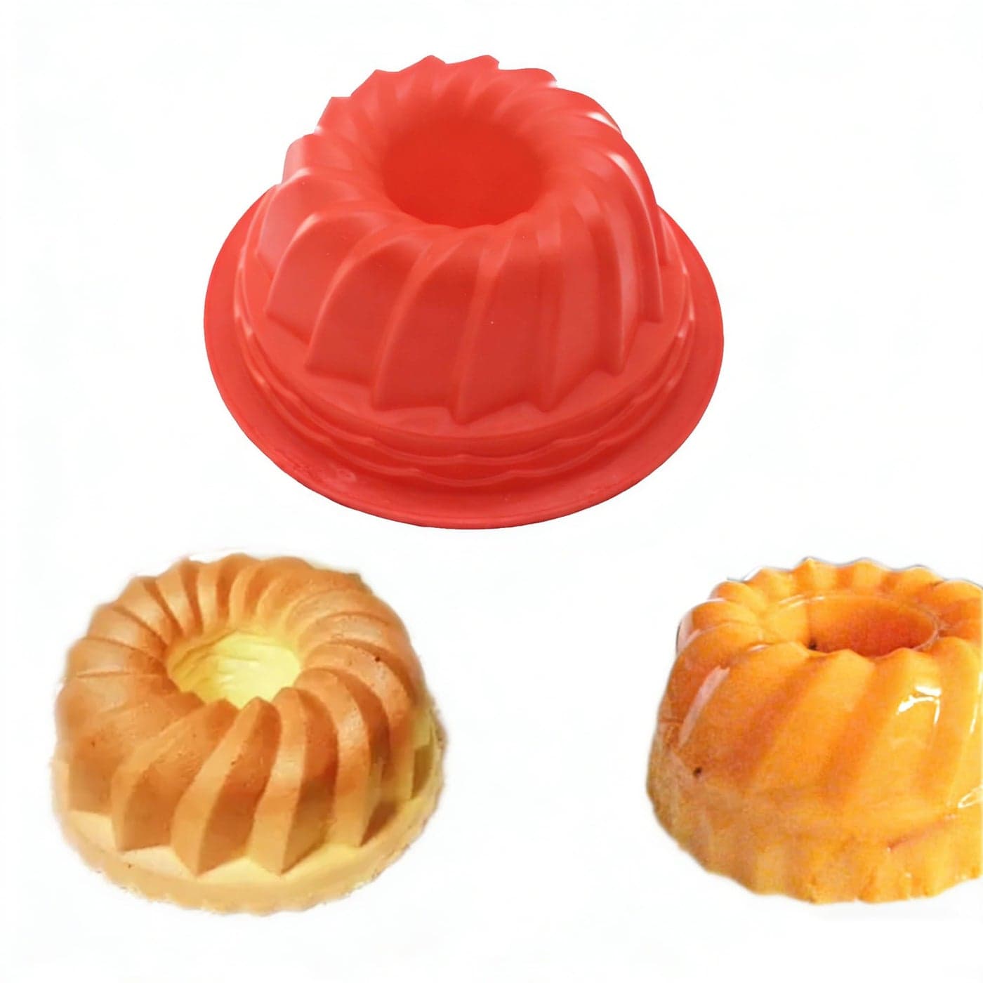 XHaibei 5inch Fluted Round Cake Pan Small Silicone Mold for Baking Jello Pudding Chocolate Soap Making