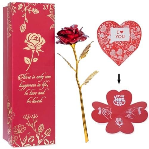 Kaameri Bazaar Valentine Red Rose with Heart Shape Greeting Card - Best Valentine's Day Gift, Birthday Gift, Artificial Flowers, Pack of 1