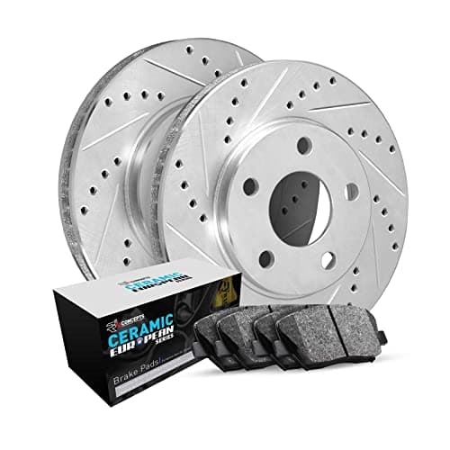 R1 Concepts Rear Brake Kit Euro Ceramic Brake Pads and Drilled Slotted Brake Rotors WGTN174039 107 Rear