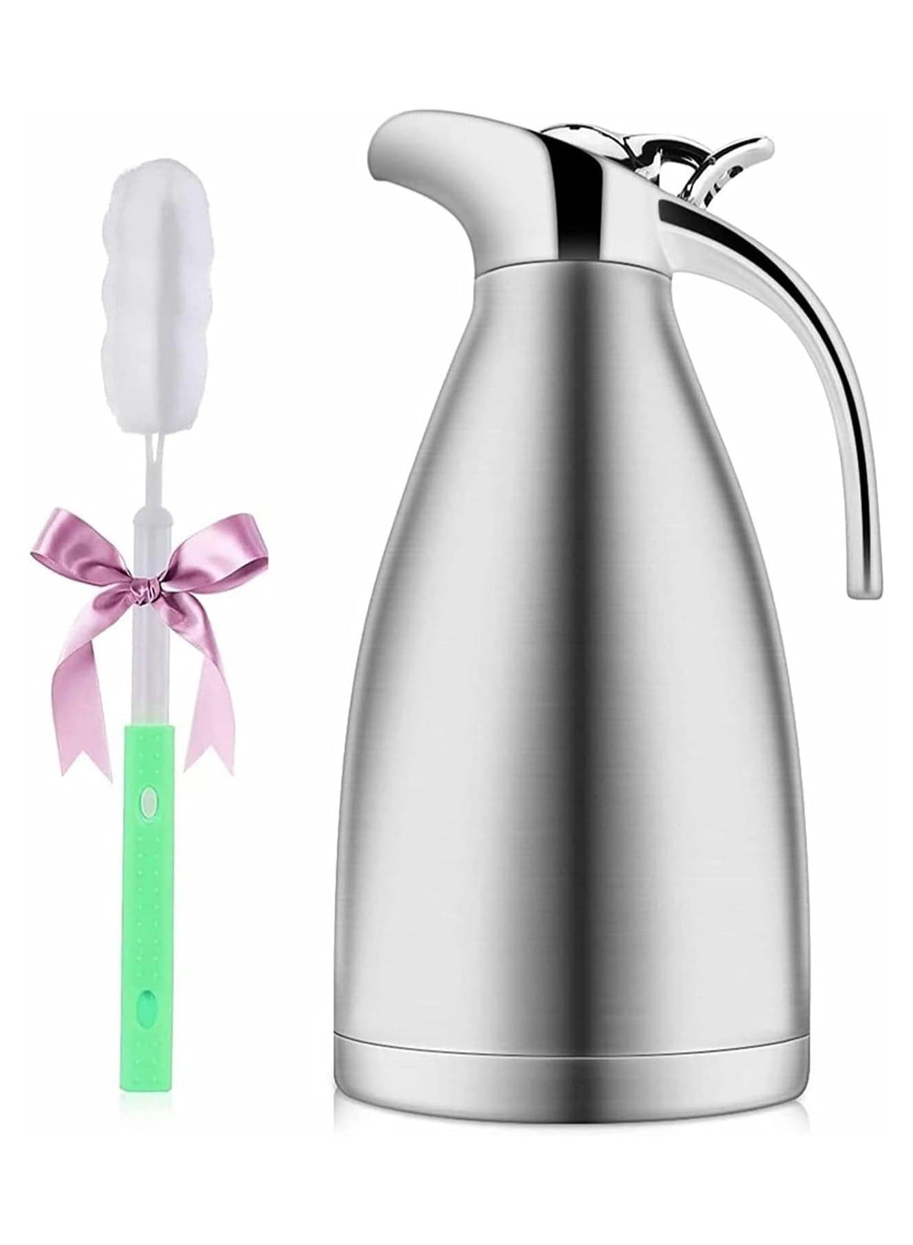 Thermal Carafe Jug,304 Food-Grade Stainless Steel Coffee Pot/Double Walled Vacuum Insulated with Press Button Top,12+ Hrs Heat&24+ Hrs Cold Retention