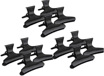 VASANA 12PCS Black Plastic Butterfly Hair Clamps Nonslip Hair Claws Professional Salon Section Hair Clips Clasps Hairdressing Tool for Styling Sectioning Cutting and Coloring