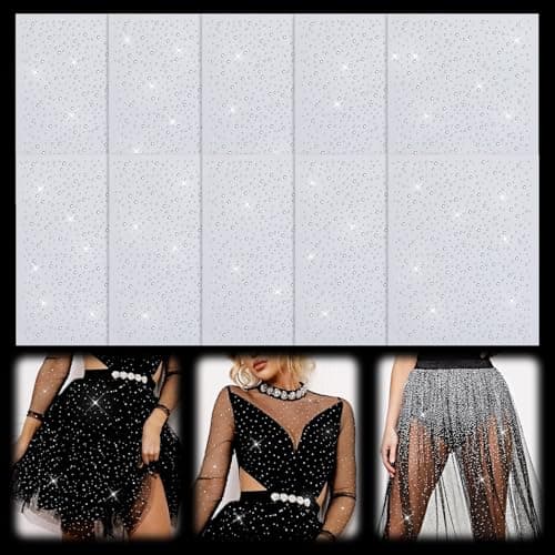 10 Sheets Ironon Rhinestone Sheets Transfers for Clothing Glitter Crystal Hotfix Transfers Decals Hot Melt Sparkle Flat Round Rhinestone Patches for Clothing Craft DIY Decor
