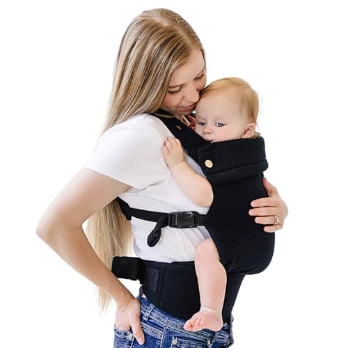 Ava Oliver Essential Baby Carrier Ergonomic HipHealthy Soft Structured Carrier for Infants Toddlers 735lbs Front and Back Carry Breathable Fabric Stylish Lightweight Black