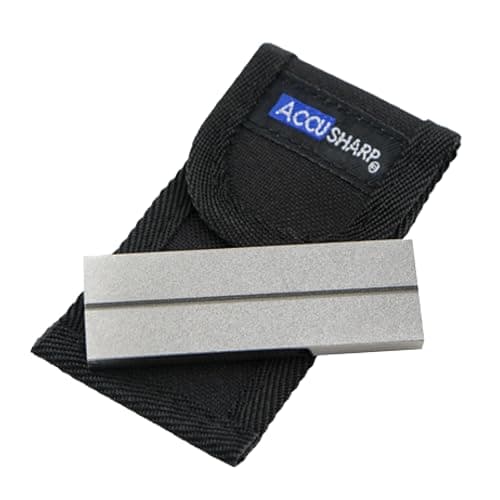 AccuSharp Pocket Stone Sharpener with Pouch, 3 Inch Dual-Sided Sharpening Stone for Knives, Fish Hooks, Camping, Hunting Knives, Restores, Repairs & Hones Blades, Diamond