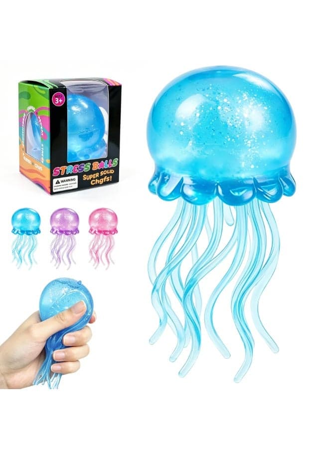 Jellyfish Squeeze Toy,2.16inch Jellyfish Squishy Malt Sugar Balls Filled Squishy Sensory Fidget Toy,Ultra Soft Moldable Slow Rise Stress Relief Toy for Adults Anxiety Relief(Blue)