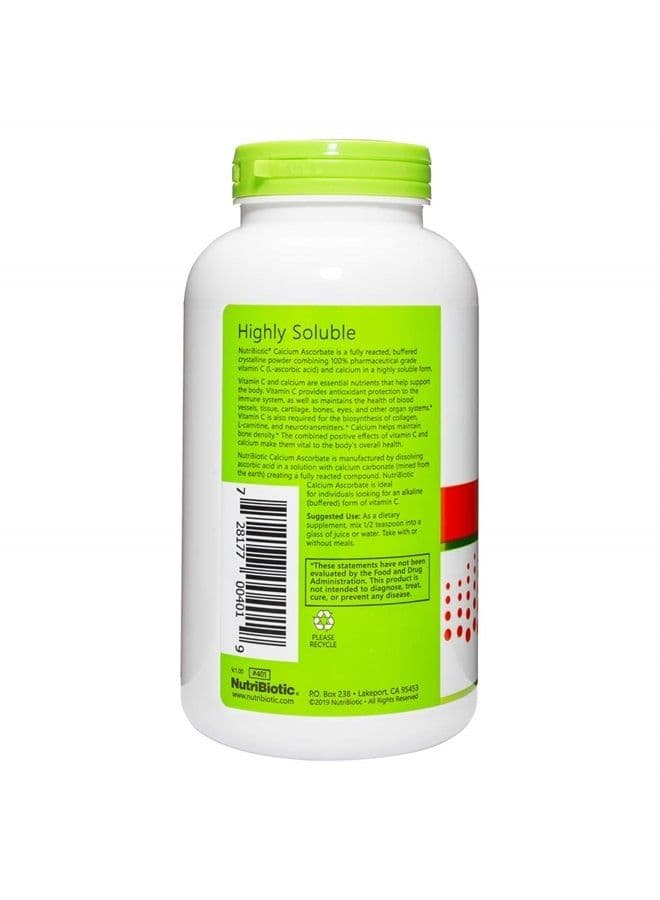 Calcium Ascorbate Vitamin C Powder, 16 Oz | Essential Antioxidant & Collagen Supplement Buffered with Calcium | Non-Acidic & Easier on Digestion than Ascorbic Acid | Gluten & GMO Free