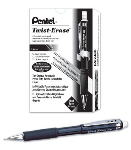 Pentel TwistErase III Mechanical Pencil 09mm Black Barrel