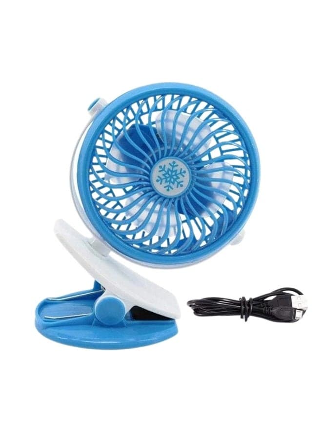 Portable Mini Rechargeable 360 Degree Rotating Handy USB Fan- Blue