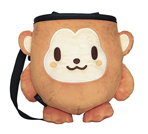 Rockbuddy Chalk Bag for Rock Climbing Bouldering Chalk Bucket with QuickClip Belt Zipper Pocket and Brush Holder Monkey