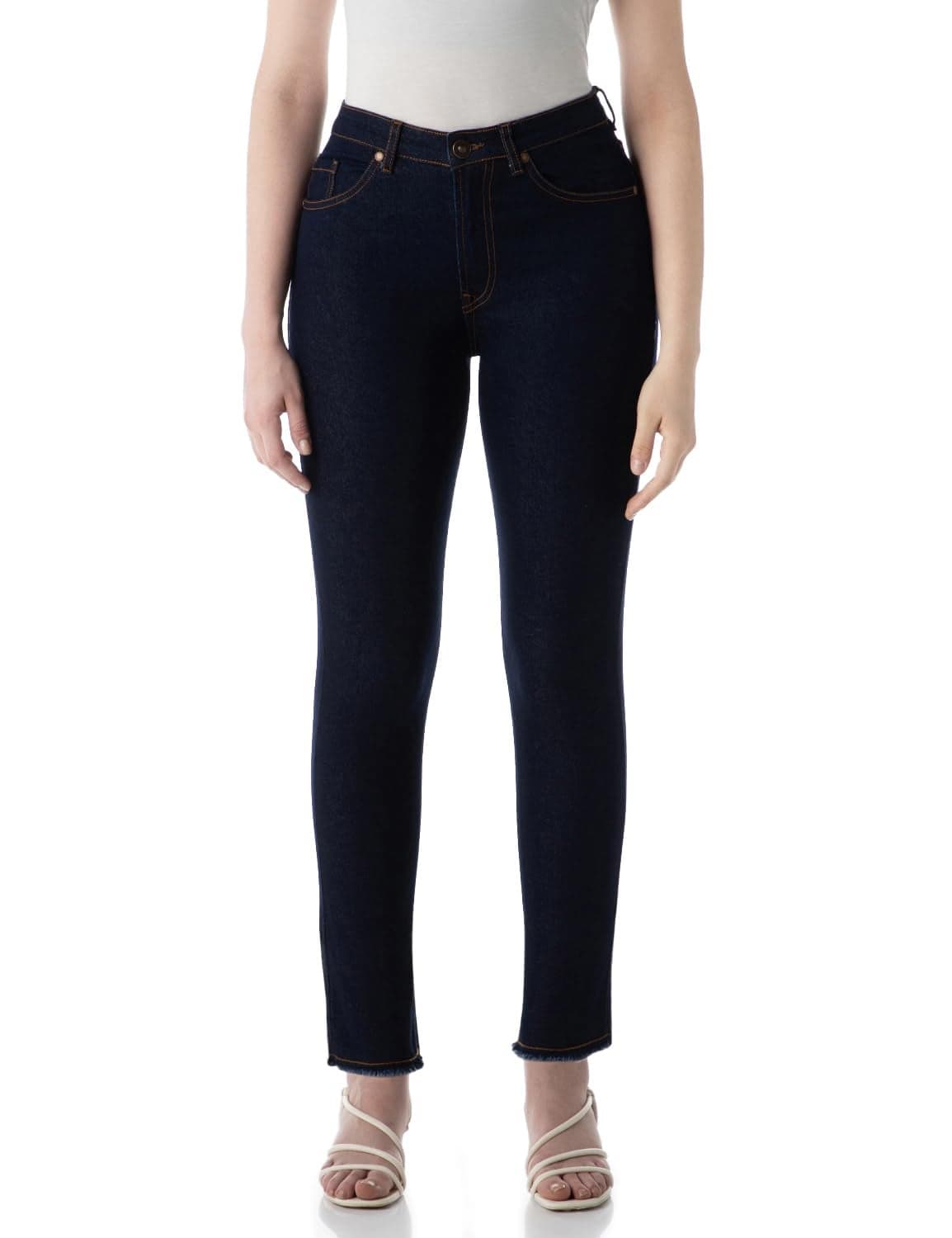 INKD Women's Slim Fit Jeans - Mid Rise| Enzyme Wash | Classic 5 Pocket Styling (INKSS24WJN-405-Dark Knight-30), Blue