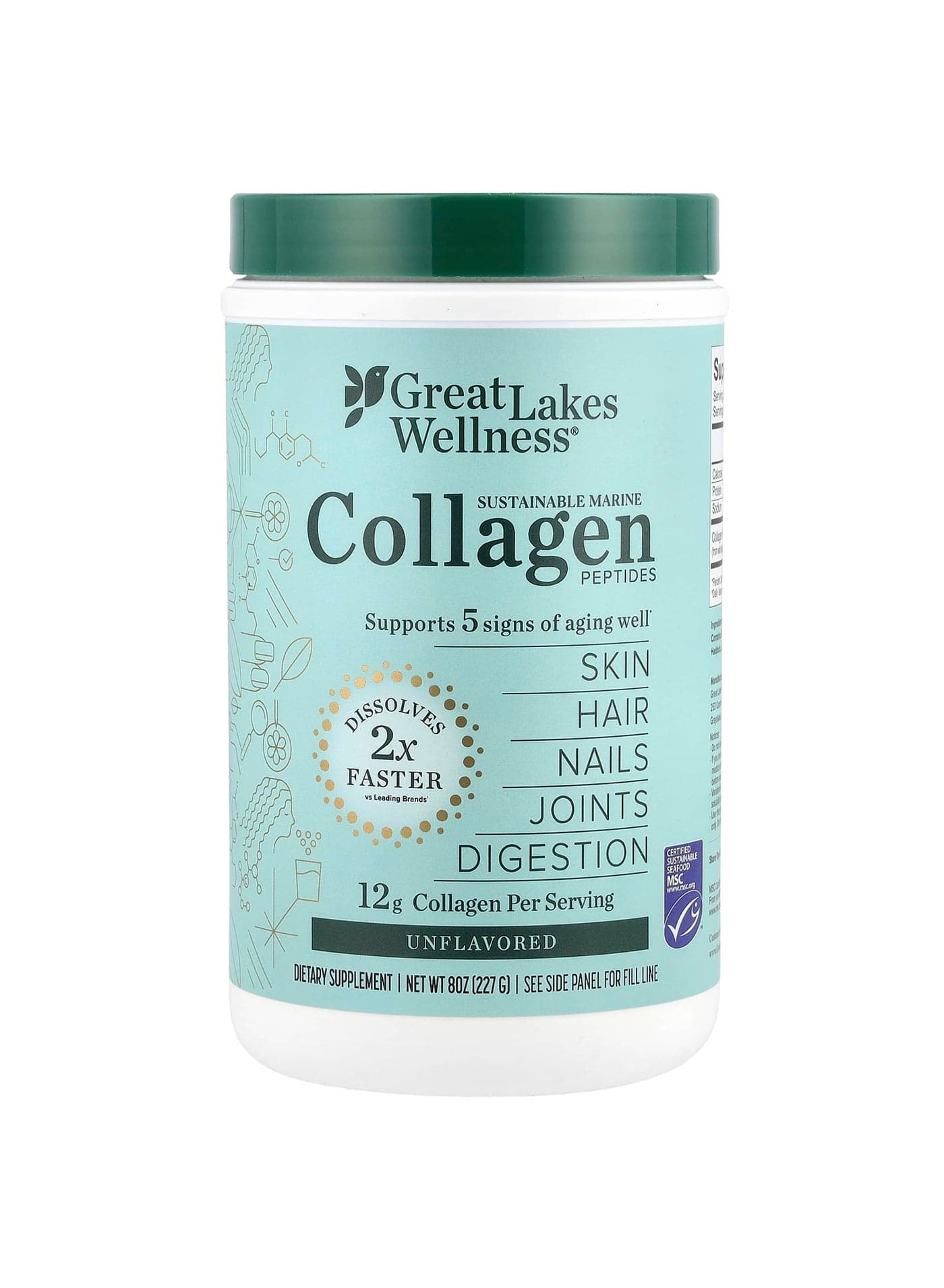 Sustainable Marine Collagen Peptides, Unflavored, 8 oz (227 g)