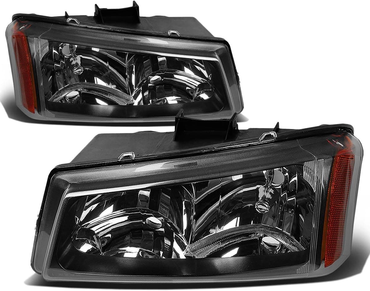 DNA MOTORING Black Amber Headlights Replacement for 2003-2006 Avalanche Silverado