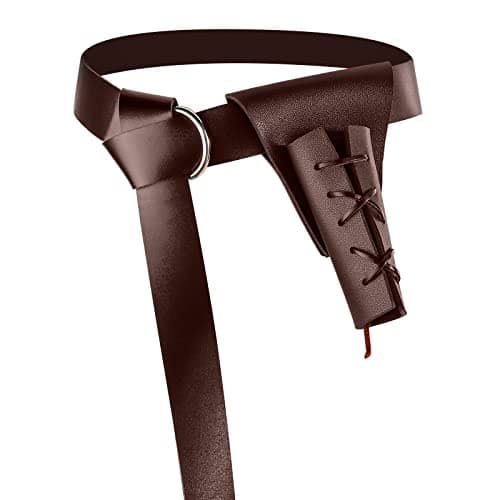 Medieval Leather Sword Dagger Frog Leather Sword Belt Holder Belt Renaissance Accessories for Knight Warrior Pirate Cosplay(Brown)