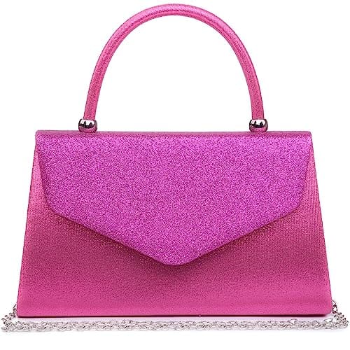 Dasein Women's Evening Bags Formal Party Clutches Wedding Purses Cocktail Prom Handbags with Frosted Glittering (Hot Pink)