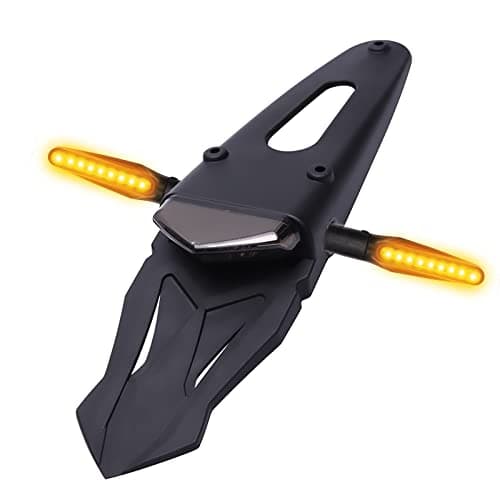 DREAMIZER Universal Dirt Bike LED Rear Fender Brake Blinker Tail Lights Motorcycle Taillight with Flowing Turn Signals Kit for Off Road Enduro - Smoke Lens,with A Turn Signal Light