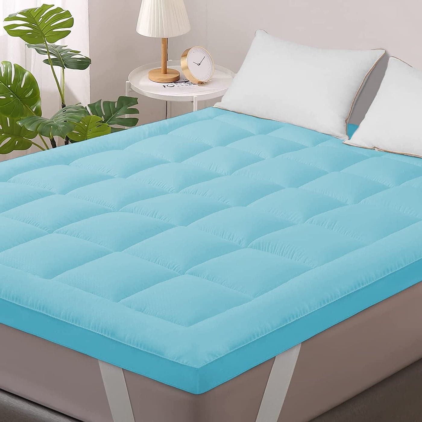 Jaipur Linen 800GSM Hollow Fibre Mattress PaddingTopper for 5 Star Hotel Feel Sky BlueDouble Bed72 Inch X 75 Inch