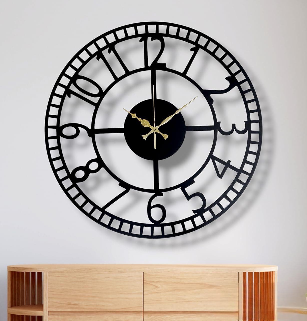 Arabs Modern Metal Wall Clock for Living Room, Bedroom, Office, Kitchen, Stylish Analog Wall Clock for Home and Hall, Designer Big Size Modern Wall Watch 40 Cm, Black