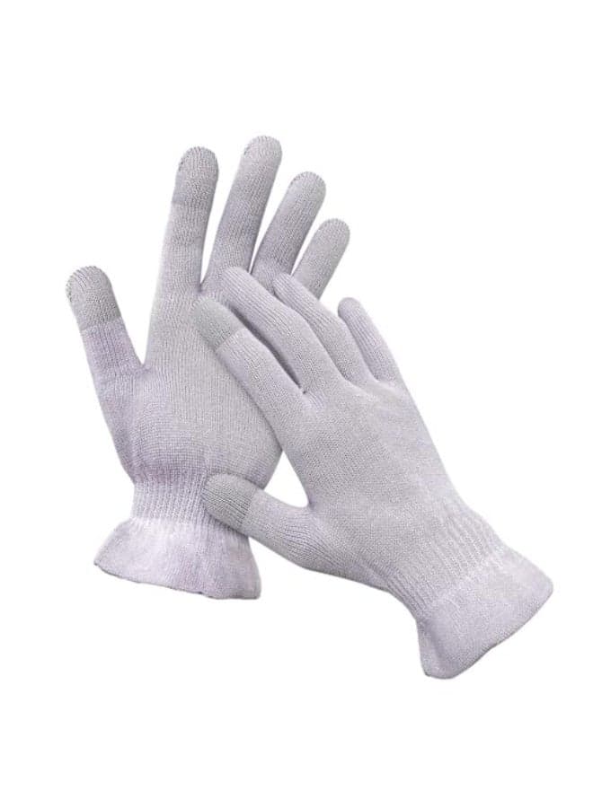 MIG4U Moisturizing Beauty Gloves Touchscreen Overnight Sleeping Glove for Women Dry Hands Nighttime Lotion Eczema SPA Cosmetic Treatment Grey Purple 1 Pairs Size LXL