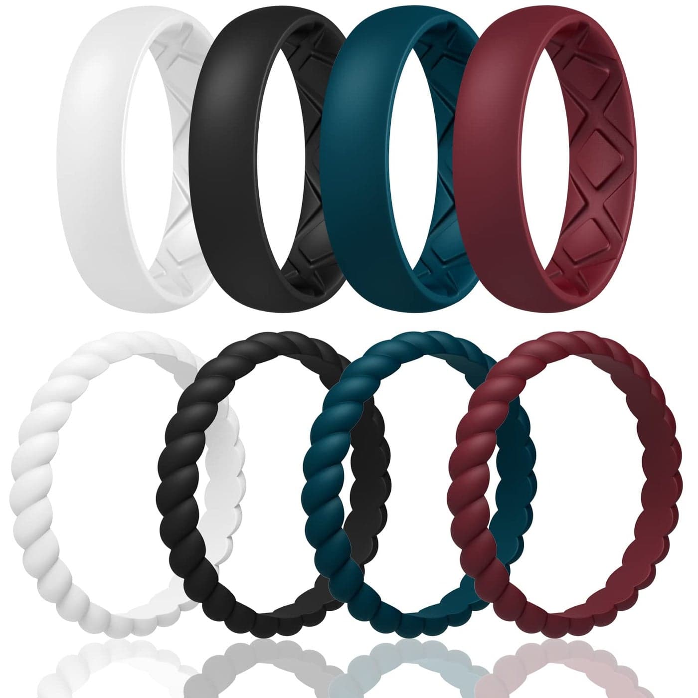 Egnaro Engagement Rings Women, Inner Arc Ergonomic Breathable Design Silicone Rubber Wedding Bands